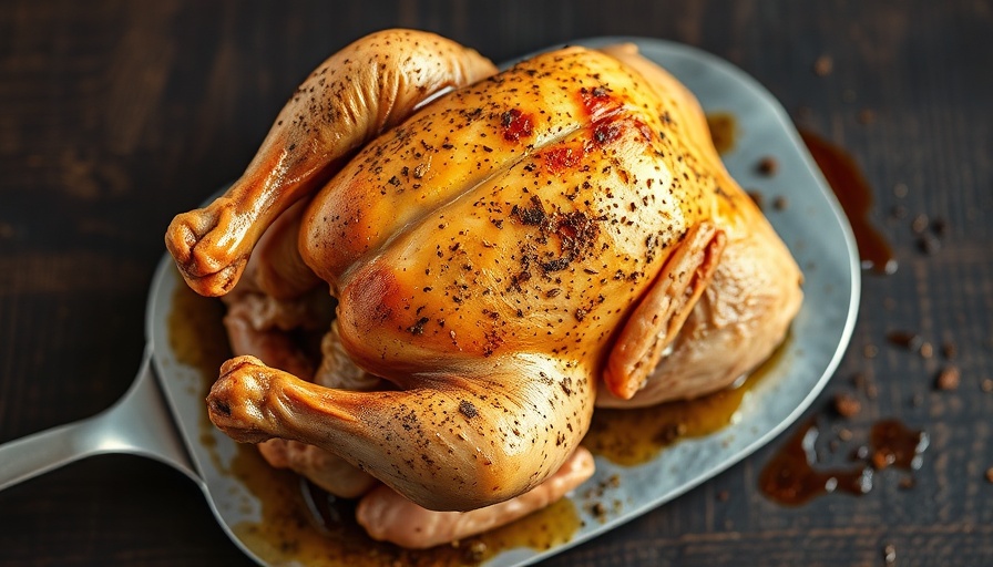 Easiest Roast Chicken Recipe displayed on a spatula with seasoning.