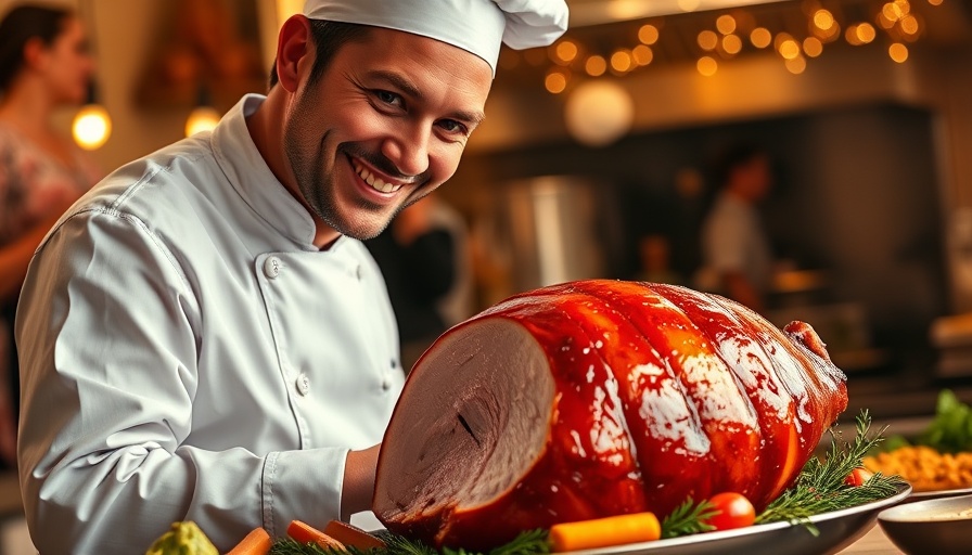 Chef preparing ultimate holiday ham with glaze recipe