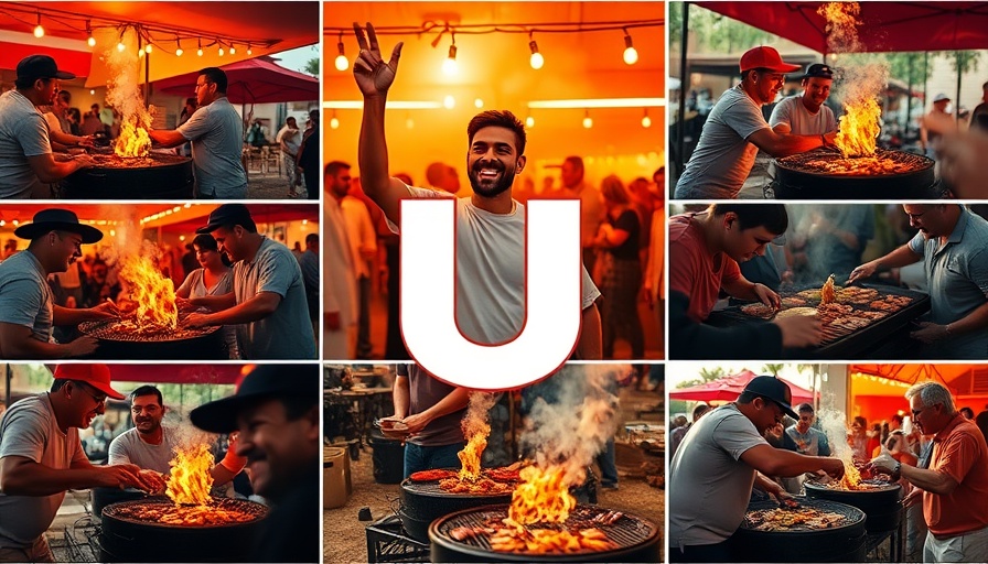 Barbecue University 25th Anniversary collage with BBQ scenes and logo.