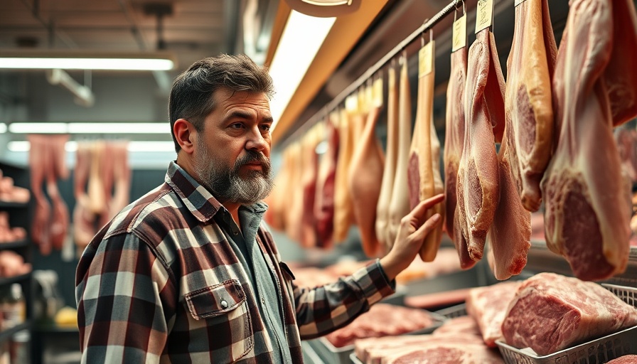 Man choosing uncommon meat cuts at butcher shop counter