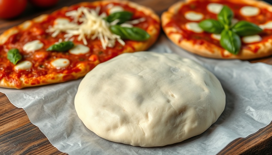 Fresh pizza dough with ingredients, how to make pizza dough scene.