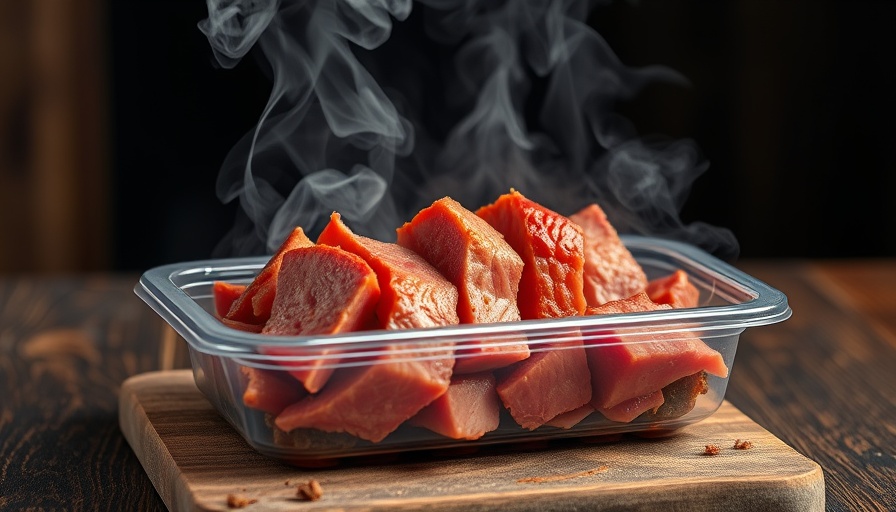 Steaming hot BBQ meat in container for store and reheat BBQ.