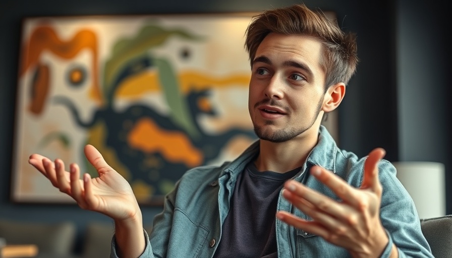 Casual young man in indoor setting discussing solar panel quotes.