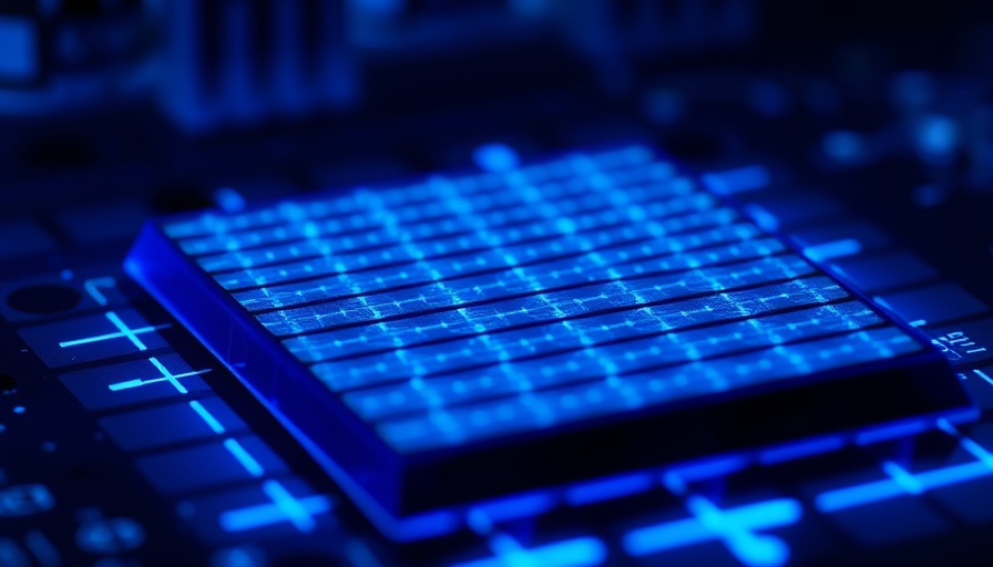 Inorganic perovskite solar cell glowing in blue light showcasing market readiness.