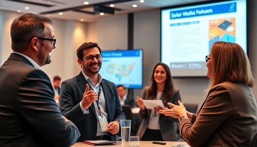 Discussing social media for solar pros in a professional setting.