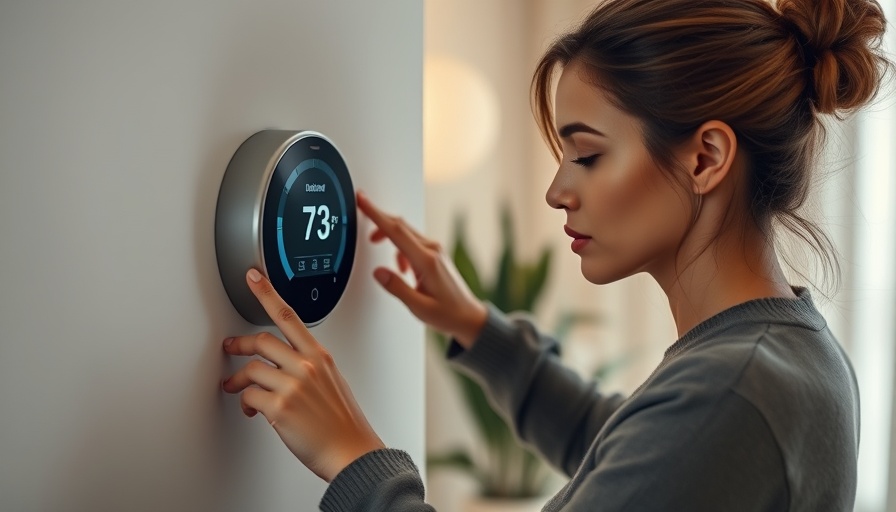 Woman adjusting smart thermostat in modern home, showing how much smart thermostats can save.