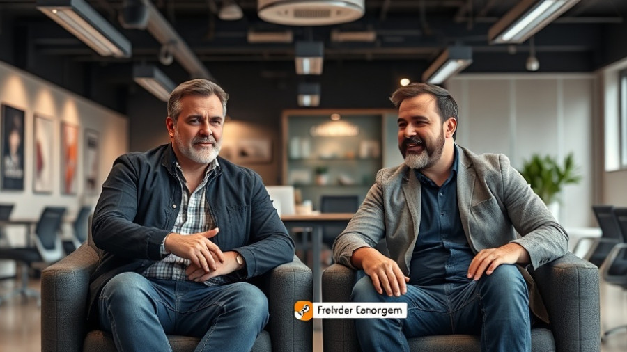 Puerto Rico Solar Market Insights discussion with two men and a backdrop panel.