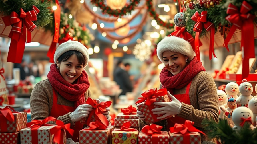 Seasonal job opportunities in a festive holiday market.