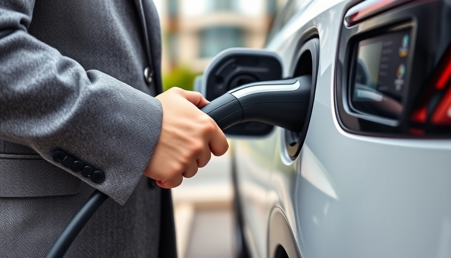 Person charging electric vehicle with HPC plug in Spain.