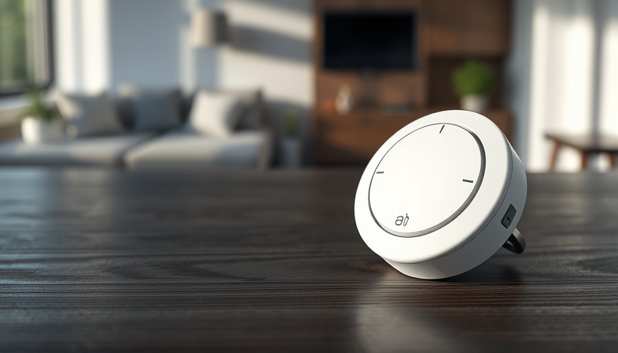 Sleek smart leak detector on dark surface, modern design.