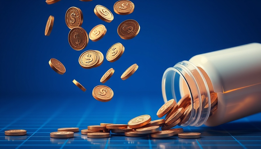 Coins falling into pill bottle symbolizing HSA investing mistake.