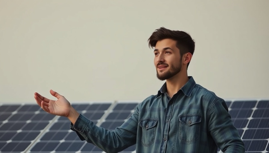 Young man discussing how to optimize solar panel angle for efficiency.