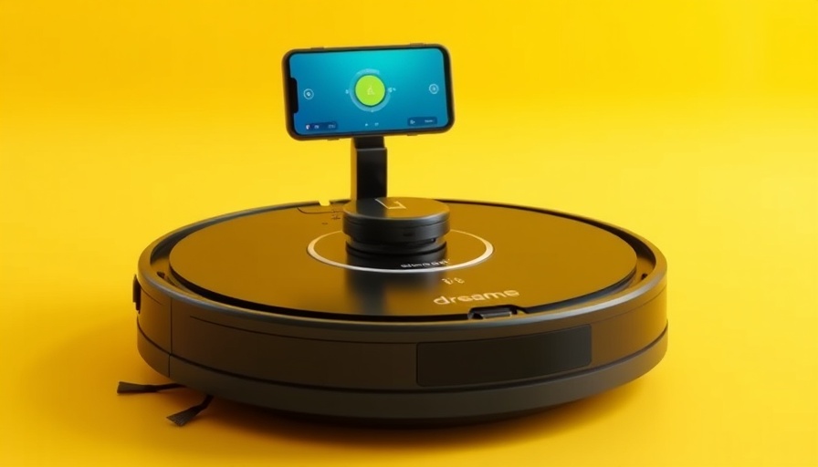Dreame X40 Robot Vacuum with app, vibrant yellow background.