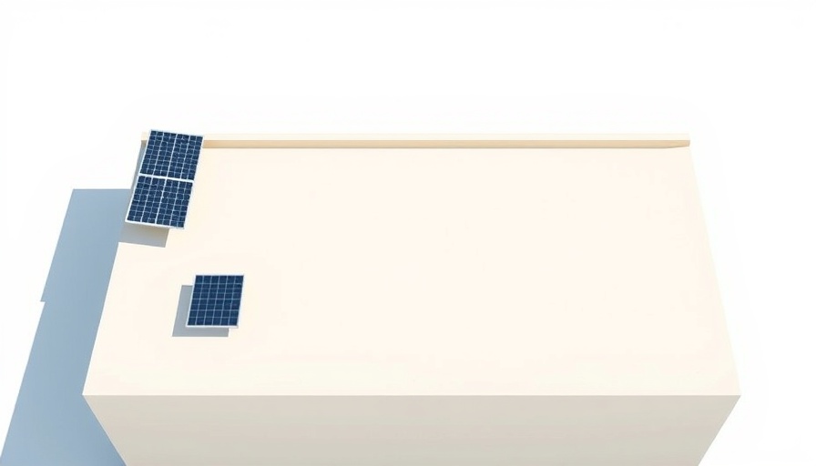 Illustration of solar panels on flat roof.