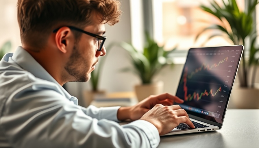 Analyzing charts on laptop to understand how crypto staking works in office.