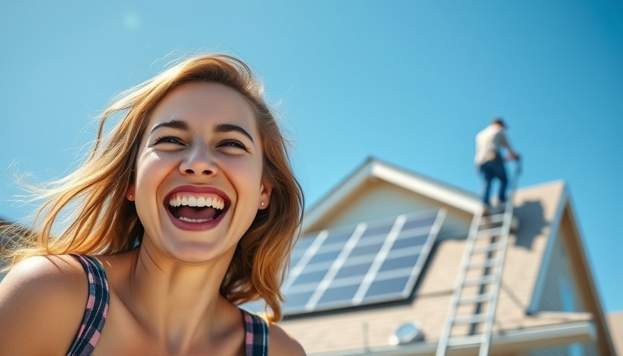 Going solar installation process with an excited young woman.