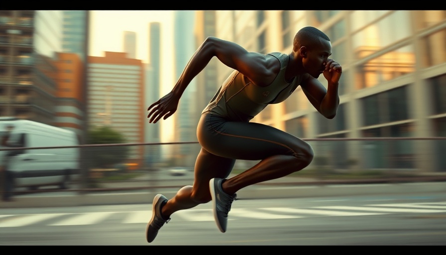 Command Runner in urban cityscape sprinting with intensity.
