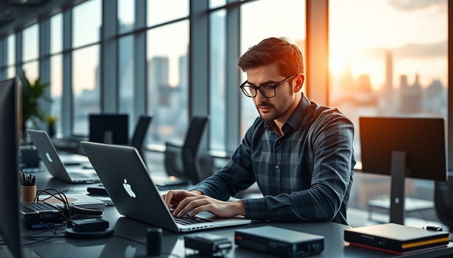 Focused solo tech entrepreneur in modern office setting.