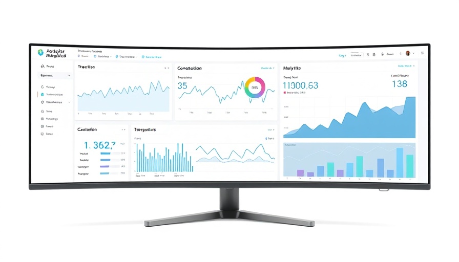 Social media analytics dashboard on widescreen monitor.