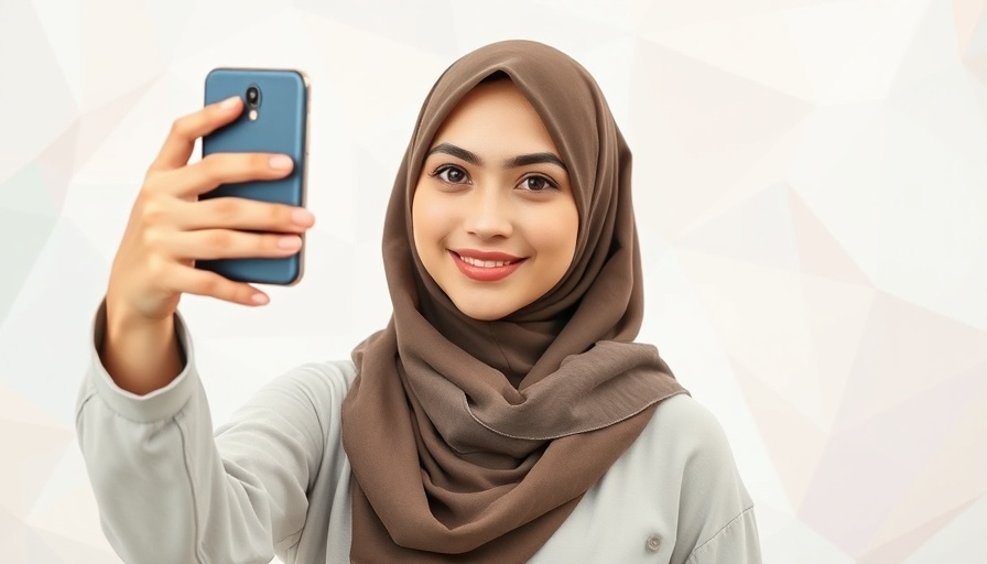Woman demonstrating influencer marketing KPIs with smartphone.