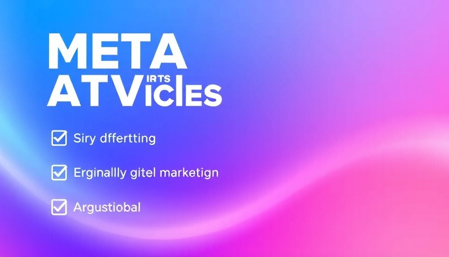 Gradient design with Meta advertising checklist graphic.