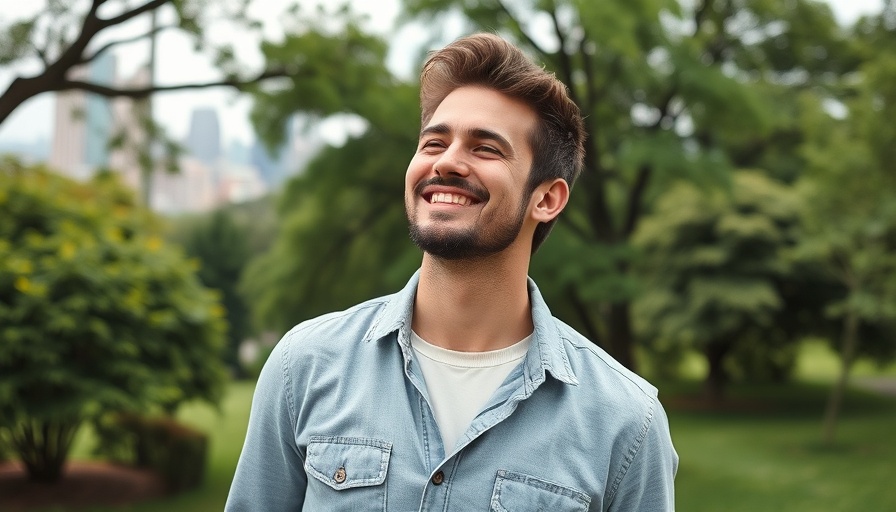Optimistic man in a park, symbolizing entrepreneurial self-help