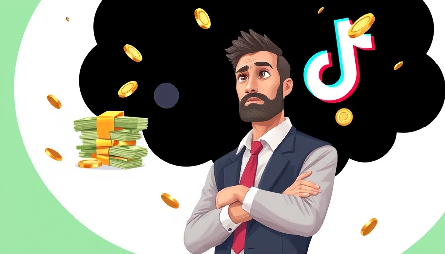 Businessman considers TikTok acquisition amidst financial symbols.