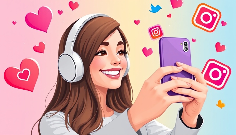 Influencer marketing concept with young woman taking selfie.