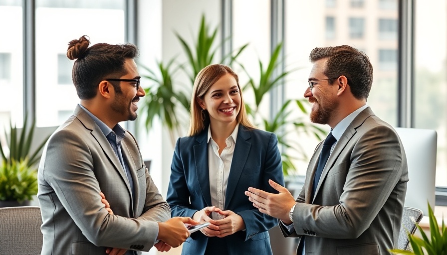 Business insurance brokers in an office meeting.