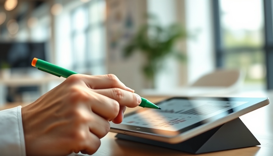 Close-up of digital tablet with accounting software in use, bright setting.