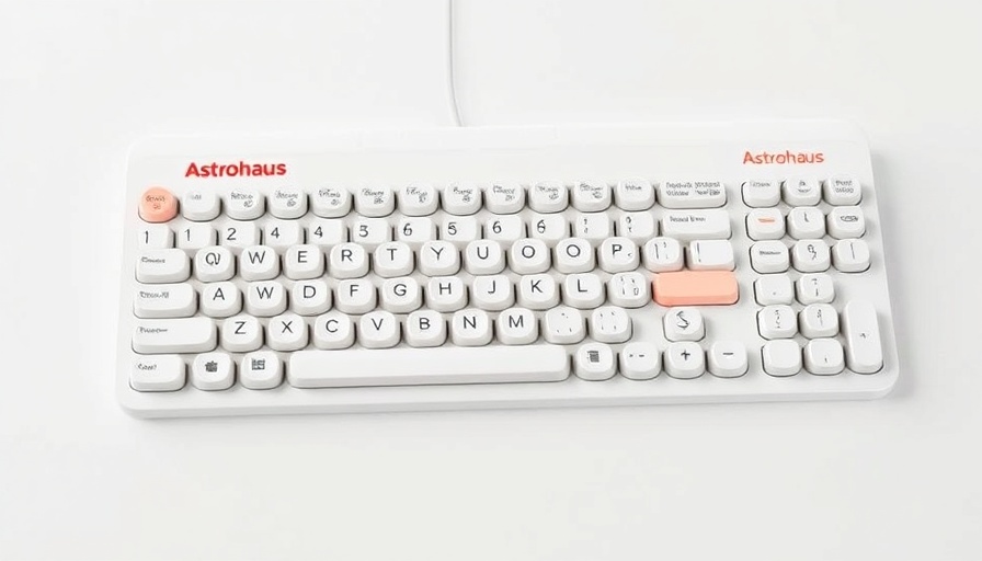 Astrohaus mechanical keyboard in sleek white design with retro keys.