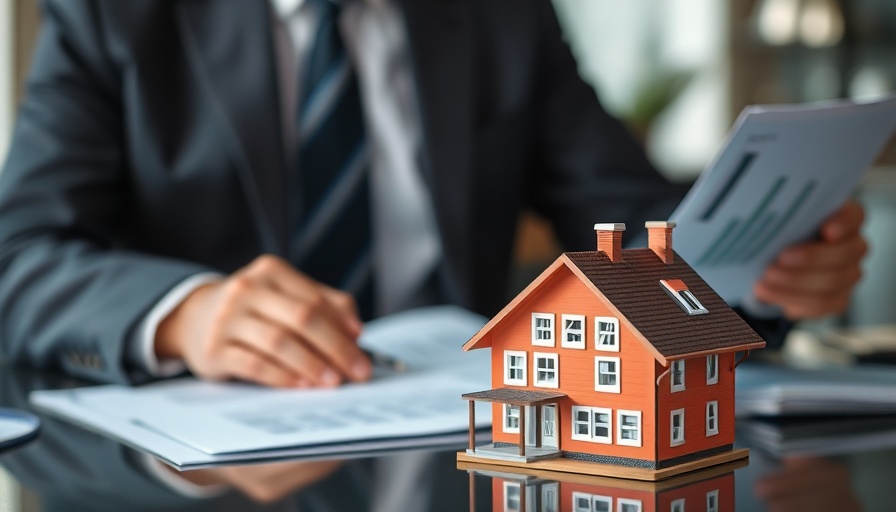 Real estate accounting with model house and financial documents.