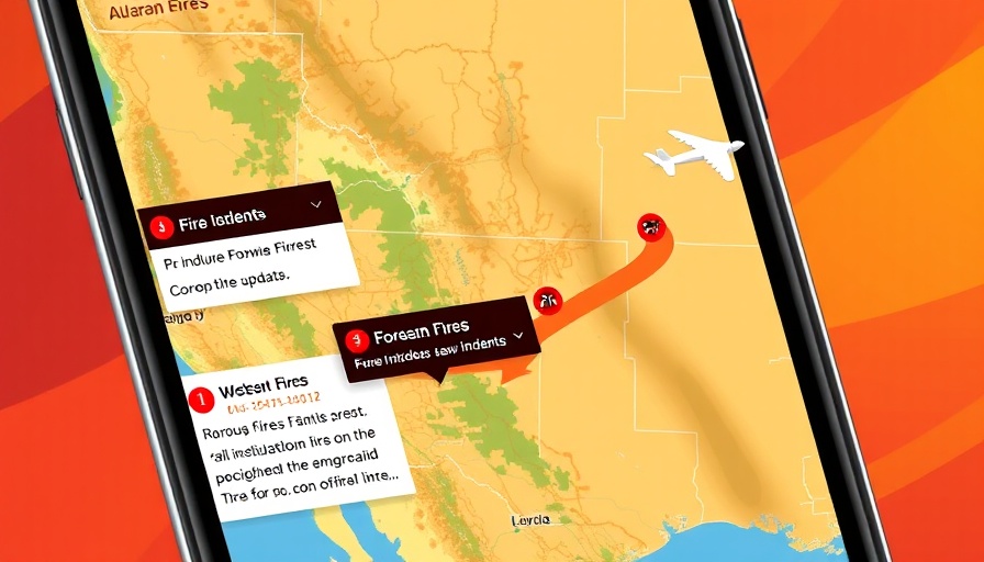 Watch Duty app interface showing fire incidents map with icons.