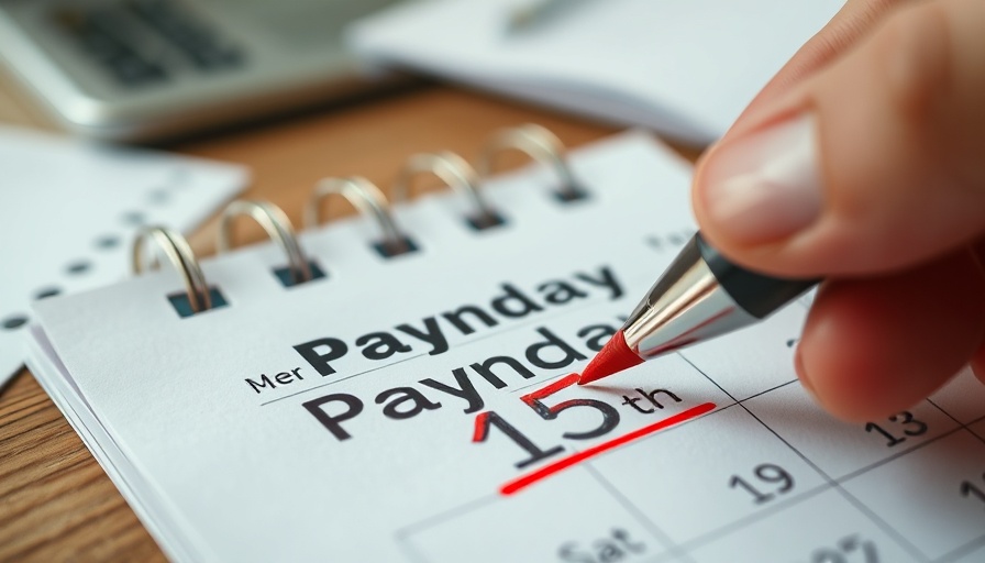 Marking Payday on calendar in red for pay period reminder.