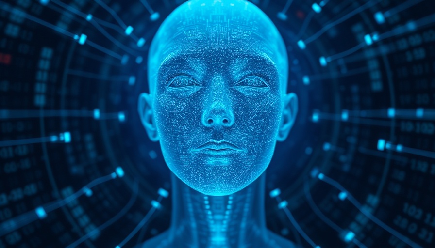 Futuristic digital twins concept with abstract human head.