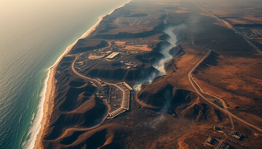 Aerial view of LA Fires aftermath by the coast.