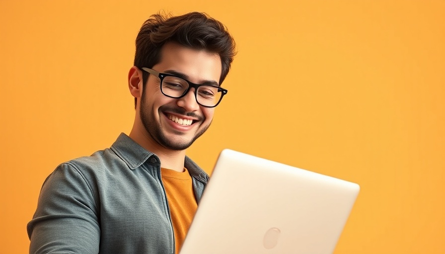 Casual man with laptop discussing AI profiles strategy