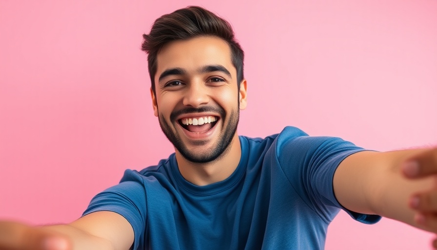 Man in blue t-shirt takes selfie amid TikTok ban debate.