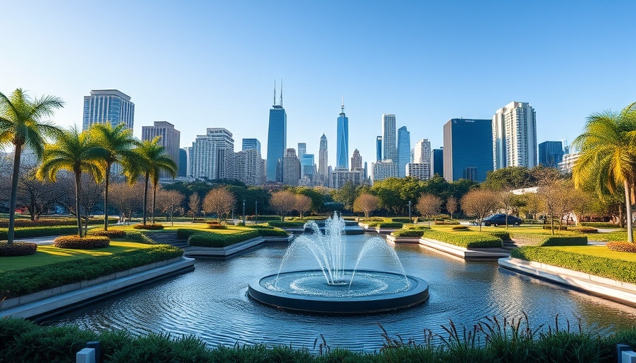 Urban skyline and park showcasing housing demand.