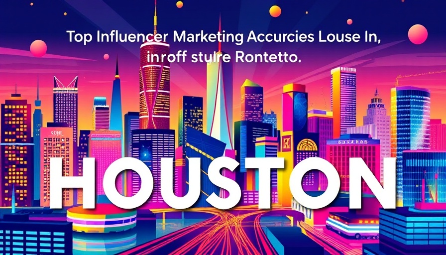 Top influencer marketing agencies Houston abstract city illustration.