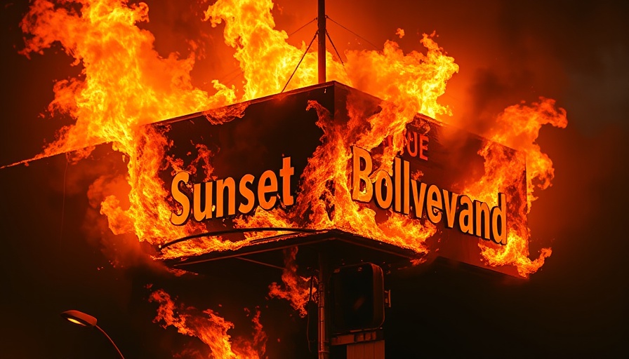 LA damage estimates: building on fire at Sunset Boulevard.