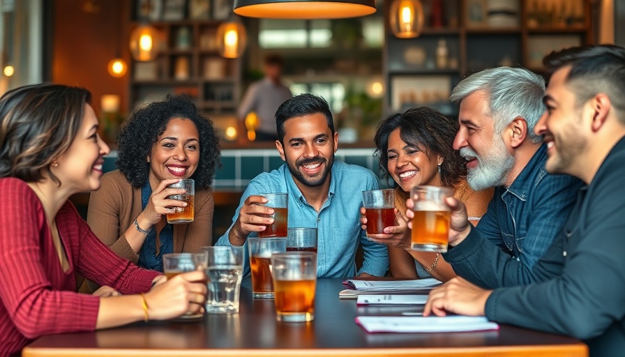 Diverse group in a cozy restaurant enjoying drinks, Anti-Focus Group.