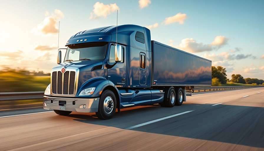 Blue semi-truck on highway, representing trucking business loans.