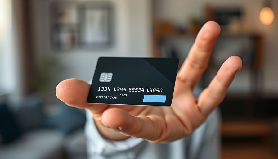 Close-up of hand holding a credit card in a relaxed setting.