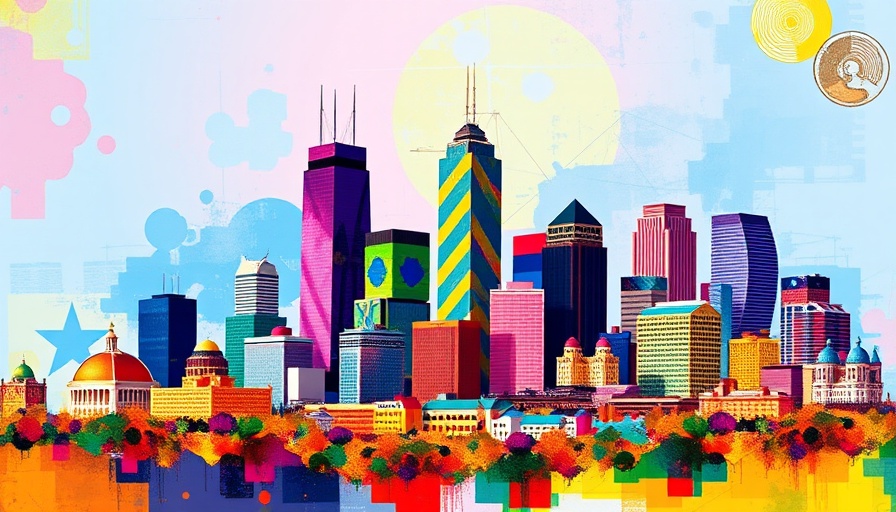Influencer marketing Dallas skyline illustration