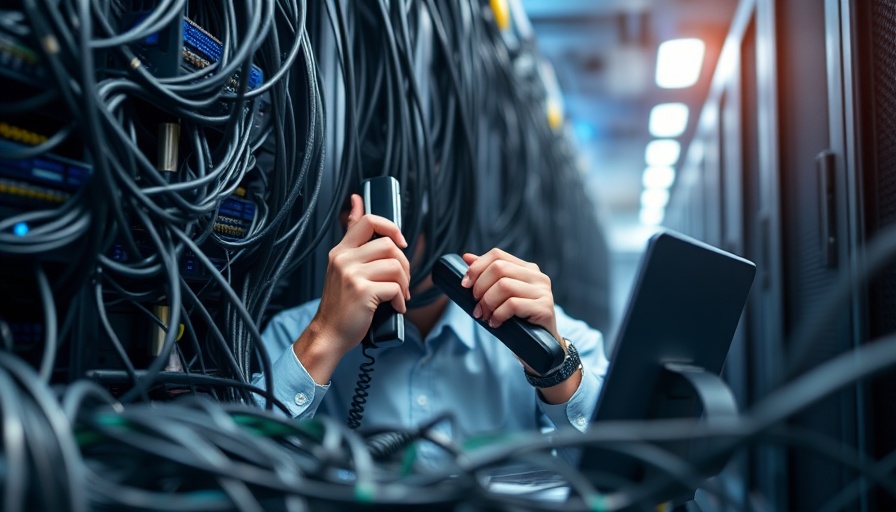 VoIP phones setup with network cables in a server room.