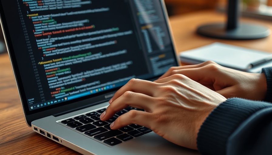 Close-up of laptop screen with code, software for startups workspace.