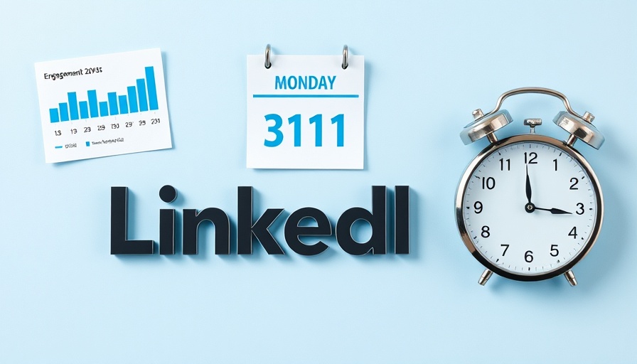 LinkedIn posting time graphic with charts and clock for best post timing.