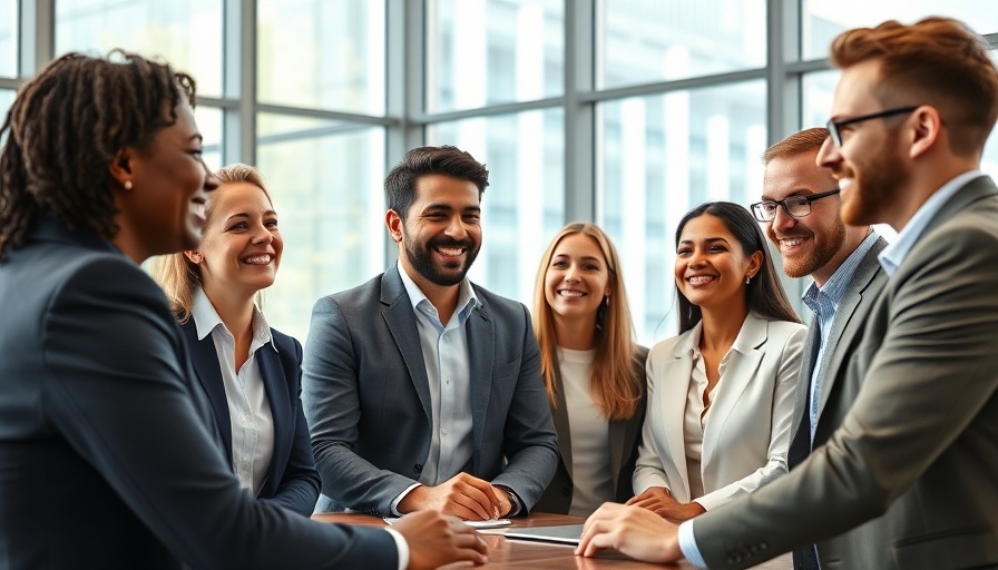 Diverse group of professionals collaborating, symbolizing an employee engagement committee.