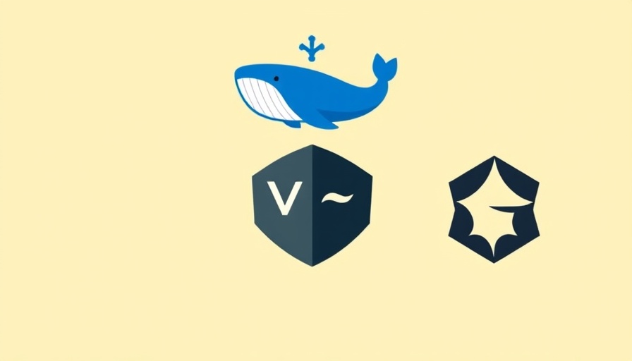 Blue whale logo battling geometric logo, representing open-source AI